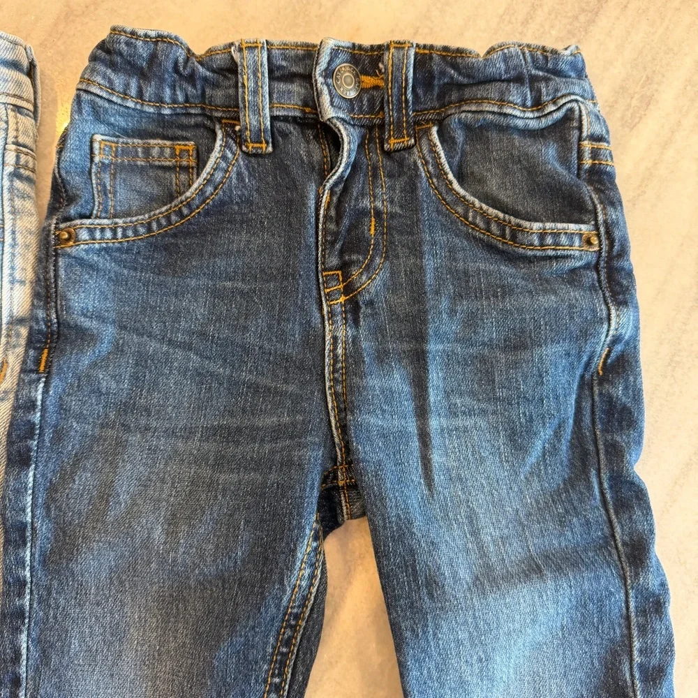 2 Pairs of Toddler Boy 2T Jeans Slim Fit‎ Adjustable Waist Cat & Jack